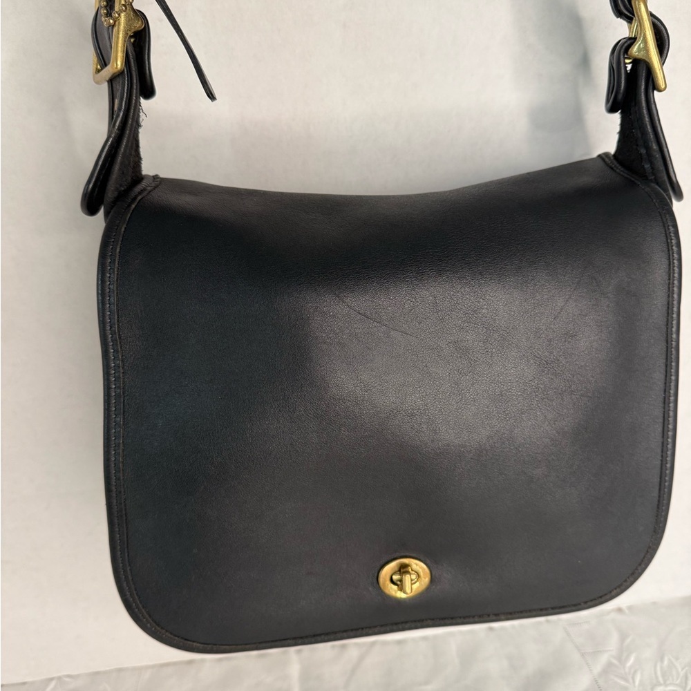 Vintage Coach black leather stewardess bag crossbody purse bag 9525